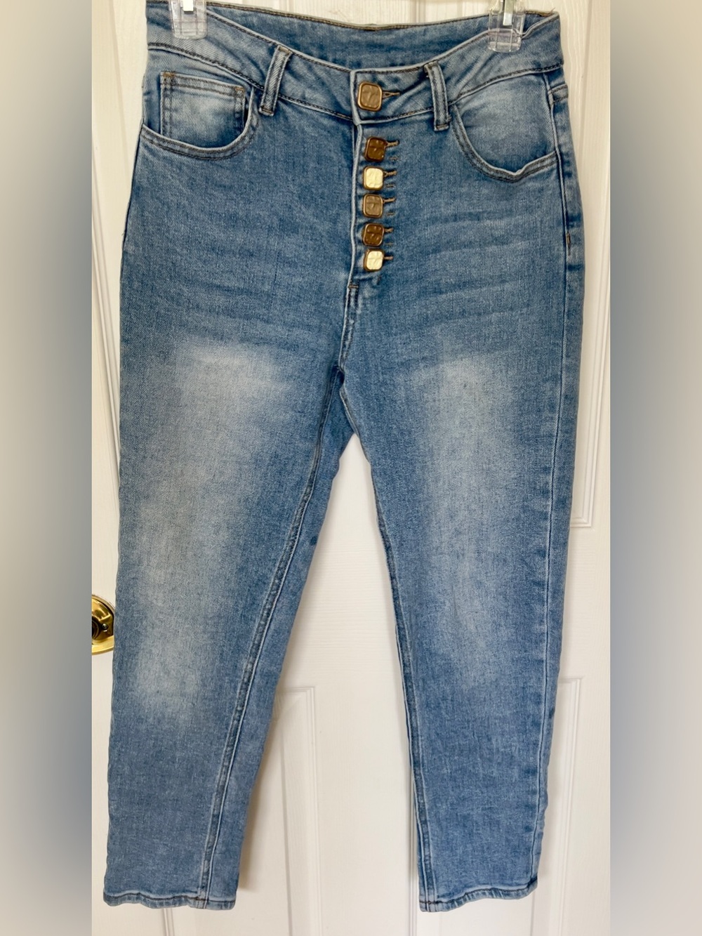 Naiif Italia Light Wash Distressed Blue Stretch Denim Skinny Jeans Sz S - Picture 15 of 15